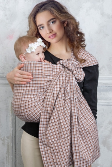 Слинг с кольцами Баюшка двуслойный, Клетка беж