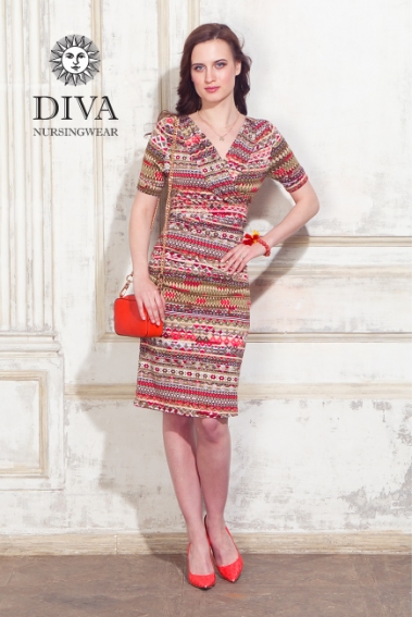 Платье для кормящих и беременных Diva Nursingwear Lucia кор.рукав, принт Etna