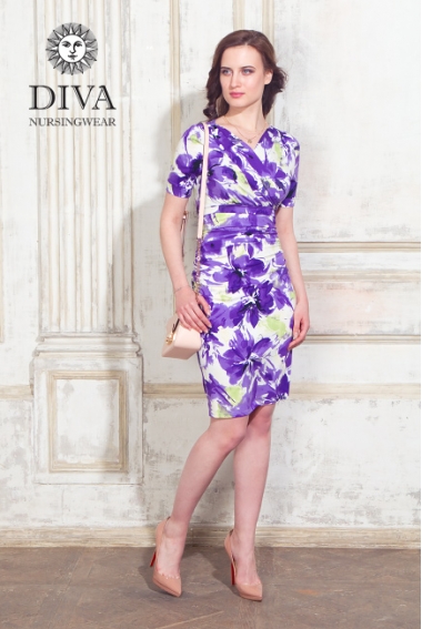 Платье для кормящих и беременных Diva Nursingwear Lucia кор.рукав, принт Iris