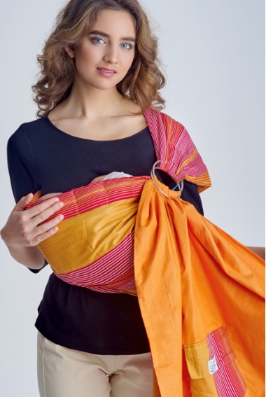 Слинг с кольцами Баюшка двуслойный, Оранжевые полоски