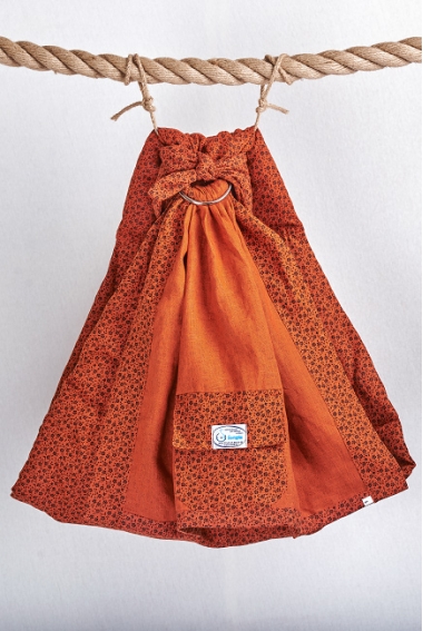 Слинг с кольцами Баюшка однослойный, Терракотовые цветы