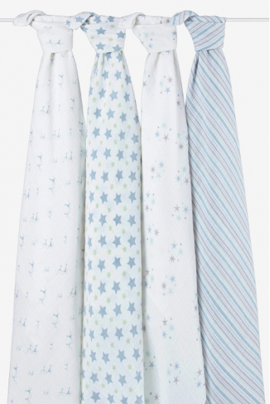 Муслиновые пеленки для новорожденных Aden&Anais, большие, набор 4 Prince Charming