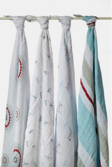 Aden&Anais набор 4 больших муслиновых пеленок, Liam the Brave