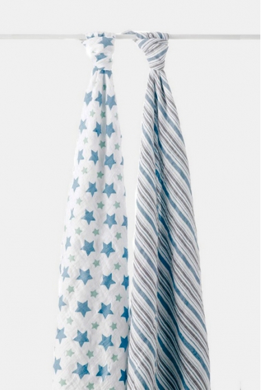 Aden&Anais набор 2 больших муслиновых пеленок, Prince Charming (принц)