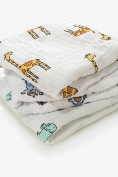 Муслиновые пеленки для новорожденных Aden&Anais средние, набор 3, Jungle Jam