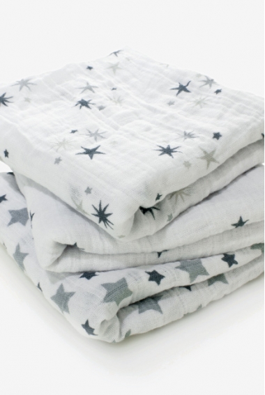 Муслиновые пеленки для новорожденных Aden&Anais средние, набор 3, Twinkle