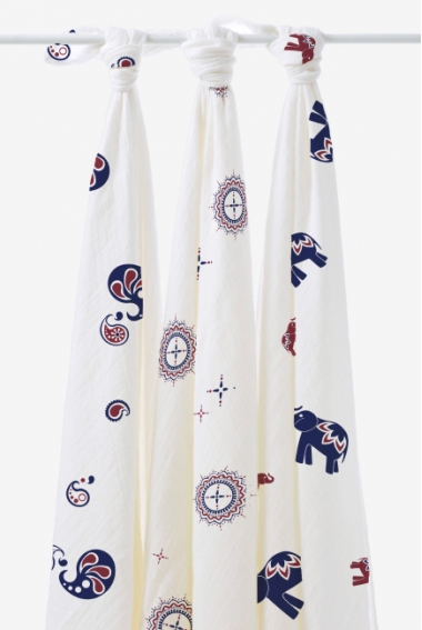 Бамбуковые пеленки для новорожденных Aden&Anais большие, набор 3, Diwali