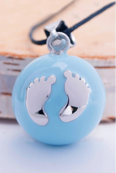 Кулон для беременных колокольчик бола, голубой с серебрянными ножками