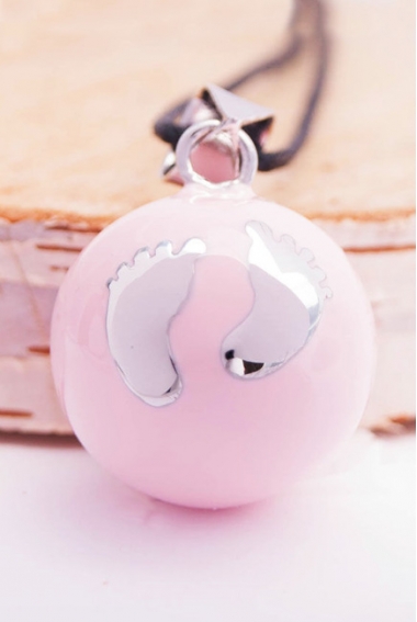 Кулон для беременных колокольчик бола, розовый с серебрянными ножками