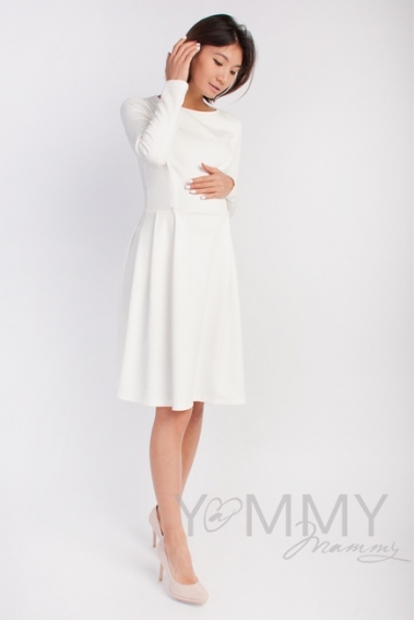 Платье для беременных и кормящих со складками, экрюадками экрю для беременных