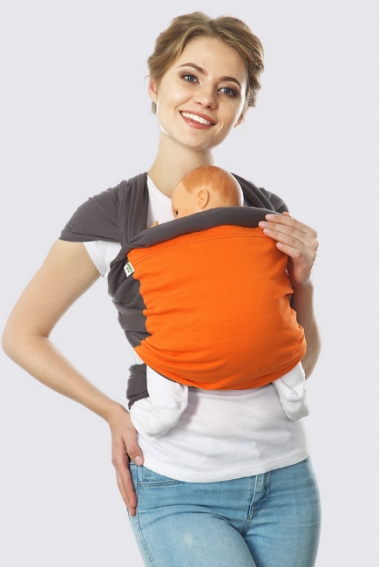 Слинг-шарф трикотажный Fusion, серо-оранжевый