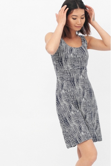 Платье-майка для кормящих и беременных, синий-белый рисунок