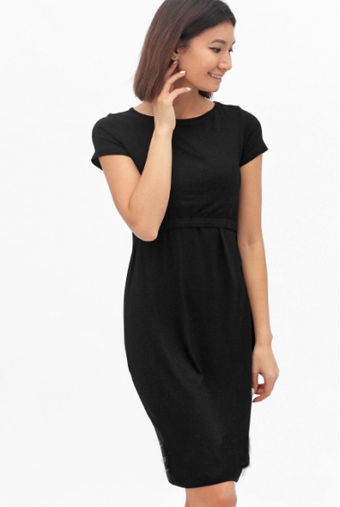 Платье для беременных и кормящих из вискозы, черное