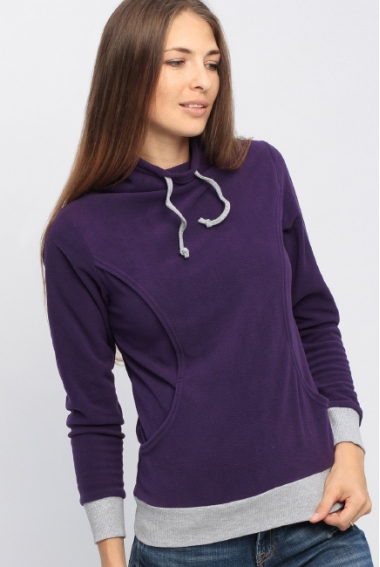 Толстовка для кормящих и беременных флисовая с завязками, цвет виноградная