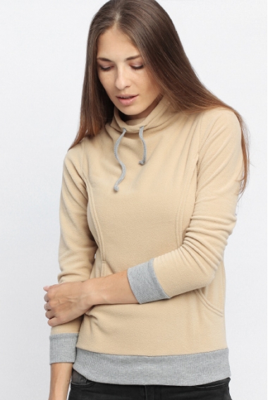 Толстовка для кормящих и беременных флисовая с завязками, цвет песочная