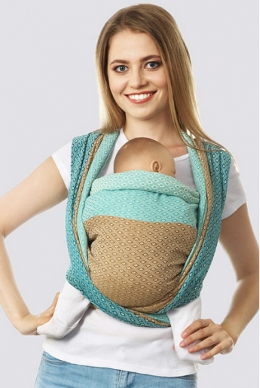 Слинг-шарф алмазного плетения, бирюза-бронза