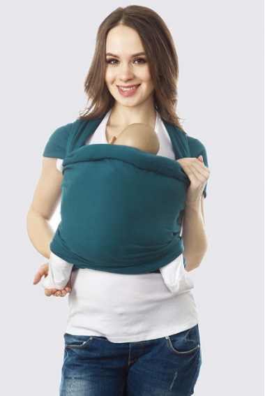 Слинг-шарф трикотажный, сине-зеленый