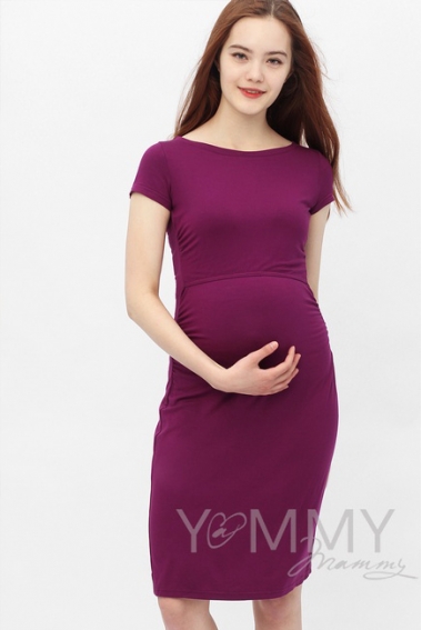 Платье для беременных и кормящих из модала с коротким рукавом, орхидея