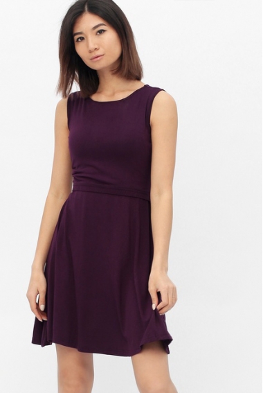 Платье для беременных и кормящих с пояском, темно-лиловое