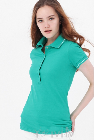 Футболка поло для кормящих и беременных, зелёная