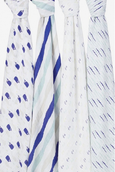 Муслиновые пеленки для новорожденных Aden&Anais большие, набор 4, High Seas