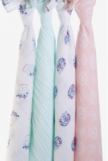 Муслиновые пеленки для новорожденных Aden&Anais большие, набор 4, Thistle