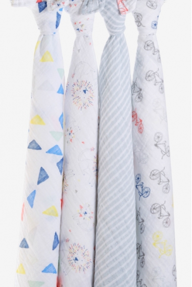 Муслиновые пеленки для новорожденных Aden&Anais большие, набор 4, Leader of the Pack