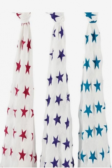 Бамбуковые пеленки для новорожденных Aden&Anais большие, набор 3, Celebration