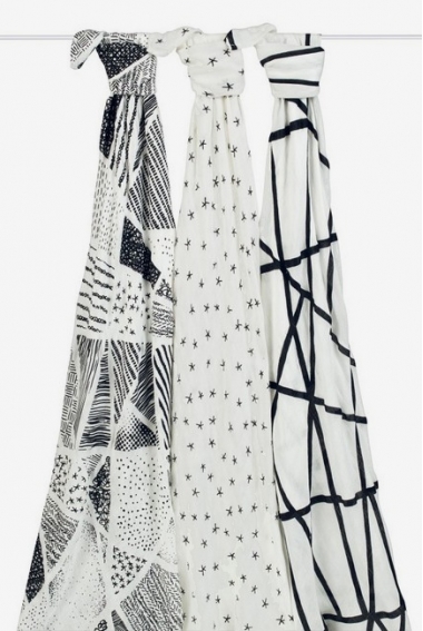 Бамбуковые пеленки для новорожденных Aden&Anais большие, набор 3, Midnight