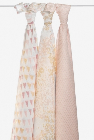 Бамбуковые пеленки для новорожденных Aden&Anais большие, набор 3, Metallic primrose