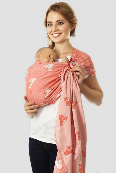 Слинг с кольцами Mums Era "Птички", кармин