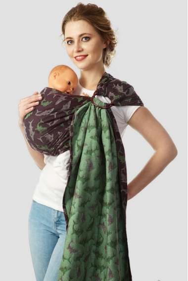 Слинг с кольцами Mums Era "Акулы", жемчуг/лайм