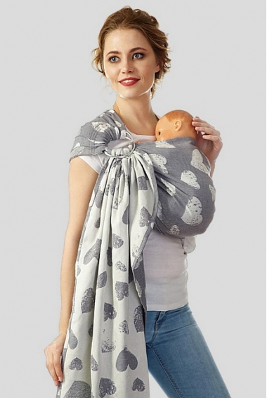 Слинг с кольцами Mums Era "Сердца", антрацит