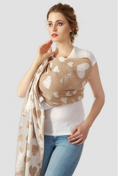 Слинг с кольцами Mums Era "Сердца", карамель