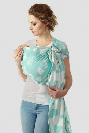 Слинг с кольцами Mums Era "Сердца", ментол