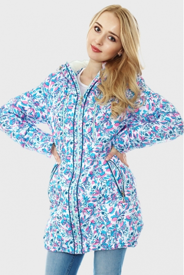 Слингокуртка демисезонная Chelsea 3в1, розово-голубые цветы