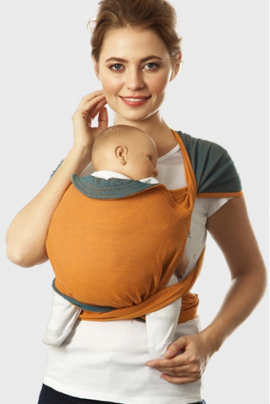 Май-слинг Mums Era "Casual", деним/оранжевый