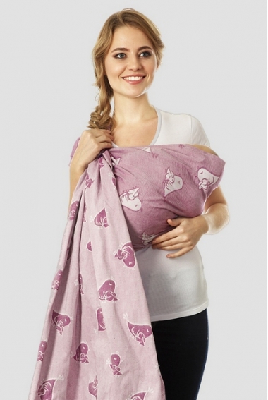 Слинг с кольцами Mums Era "Птички", цикламен