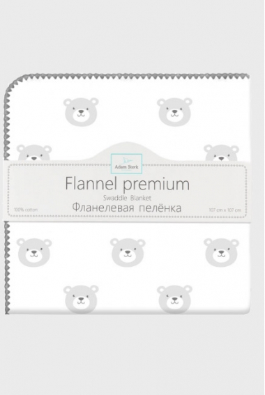 Фланелевая пеленка для новорожденных Adam Stork большая, принт Gray Bears