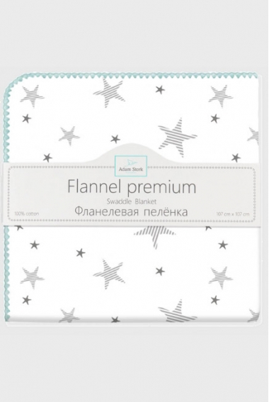 Фланелевая пеленка для новорожденных Adam Stork большая, принт Turquoise Stars