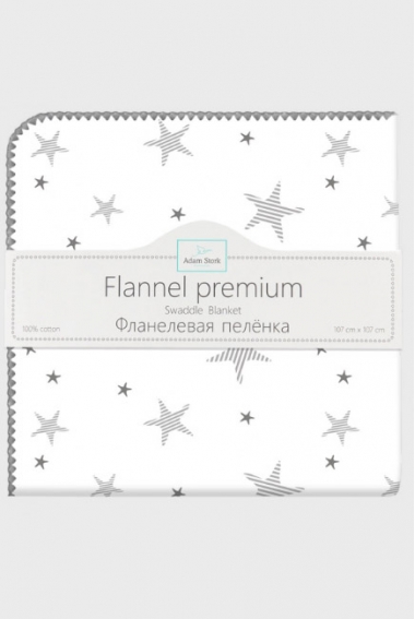 Фланелевая пеленка для новорожденных Adam Stork большая, принт Gray Stars
