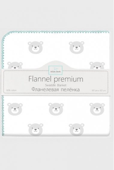 Фланелевая пеленка для новорожденных Adam Stork большая, принт Turquoise Bears
