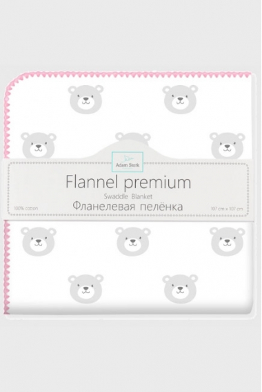Фланелевая пеленка для новорожденных Adam Stork большая, Pink Bears