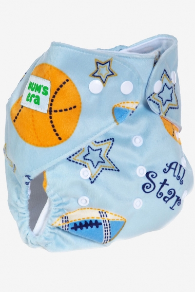Многоразовый подгузник "Mums Era", Баскетбол голубой (1 вкладыш)