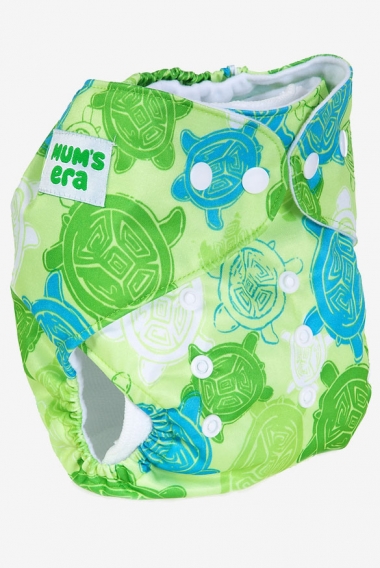 Многоразовый подгузник "Mums Era", Черепашки салатовый (1 вкладыш)
