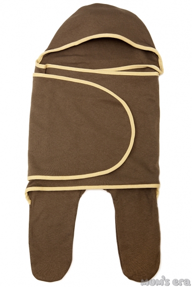 Пеленка кокон для новорожденных (комбинезон-конверт), коричневый