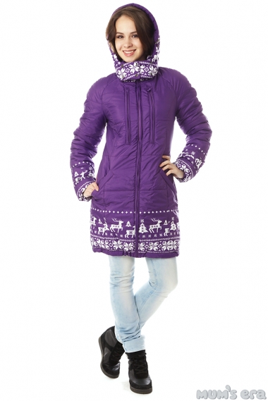 Зимняя слингокуртка Ingrid 3в1, олени фиолет