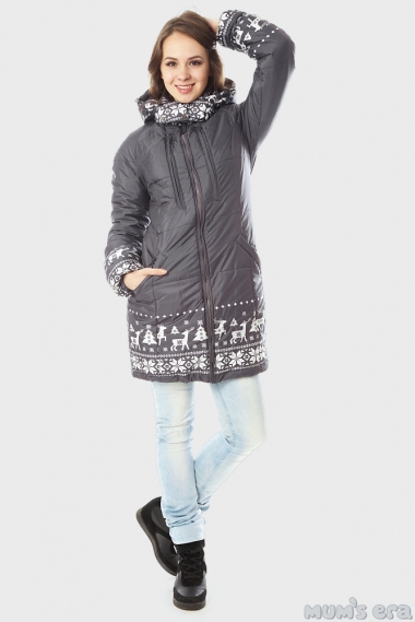 Зимняя слингокуртка Ingrid 3в1, олени графит