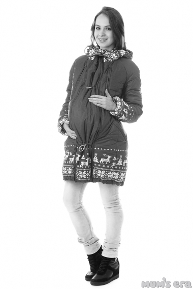 Зимняя слингокуртка Ingrid 3в1, олени графит