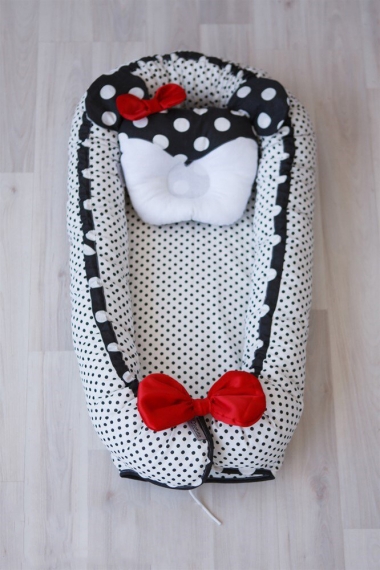 Гнездышко-кокон для новорожденных Babynest Polka Mini Dot Black